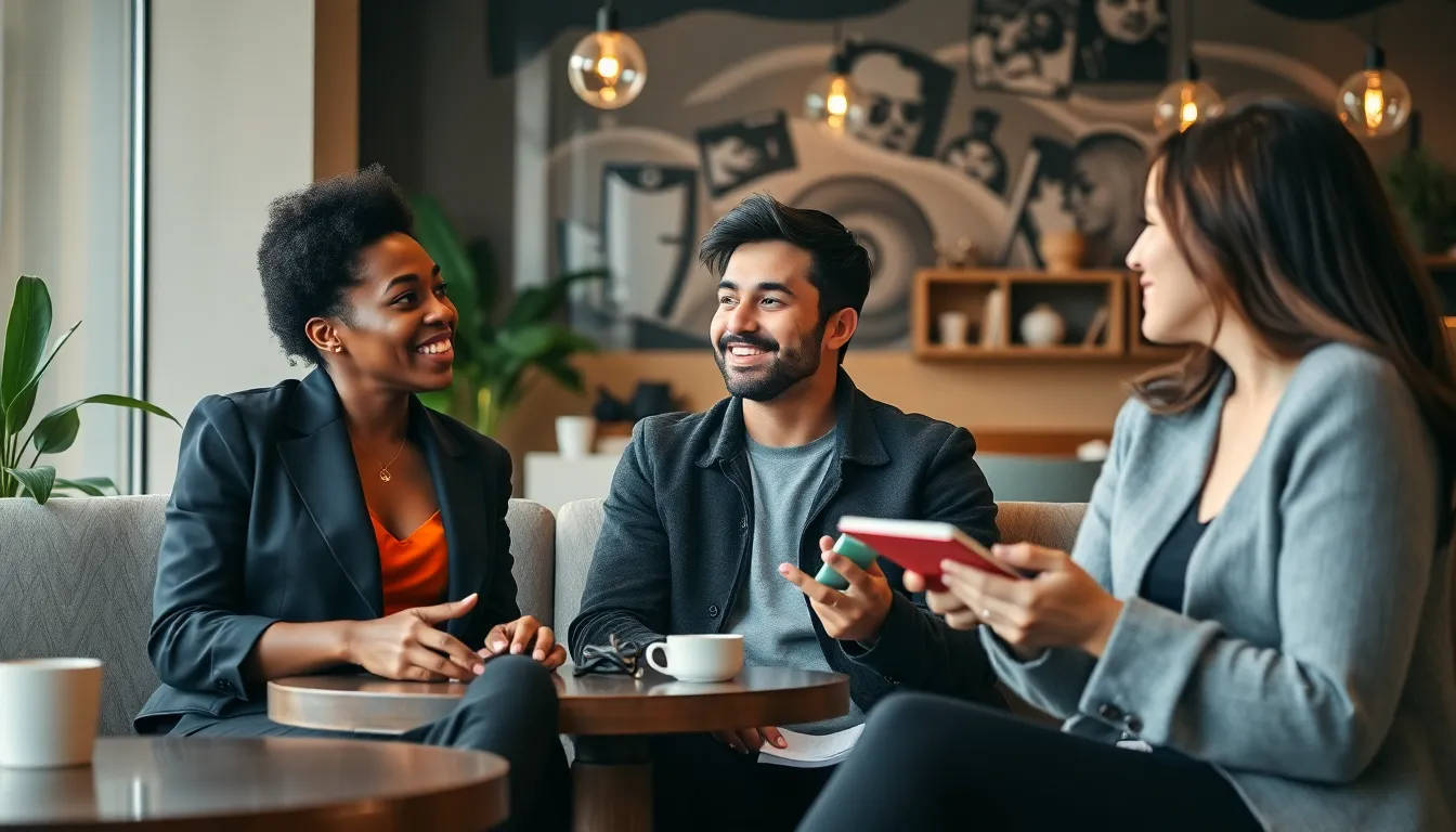 young adults discussing feelings in a cozy café.