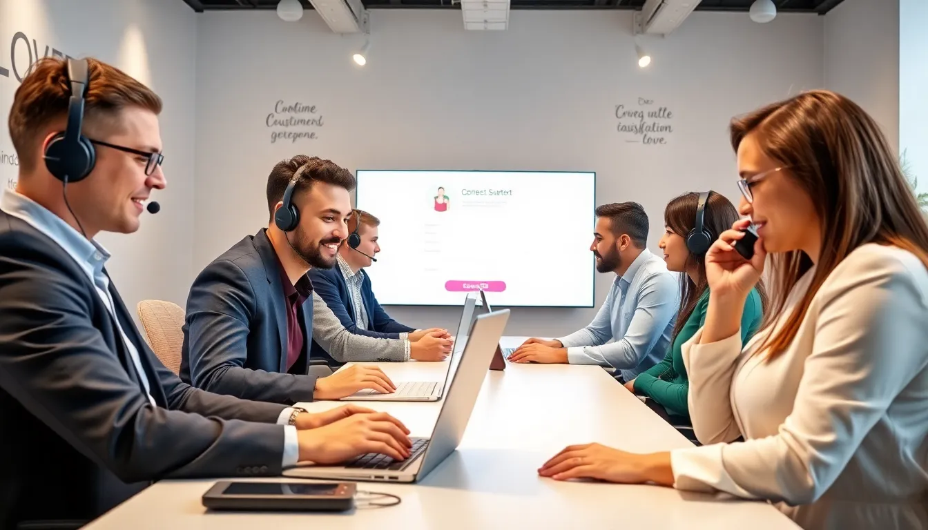 team at an office providing customer service support.