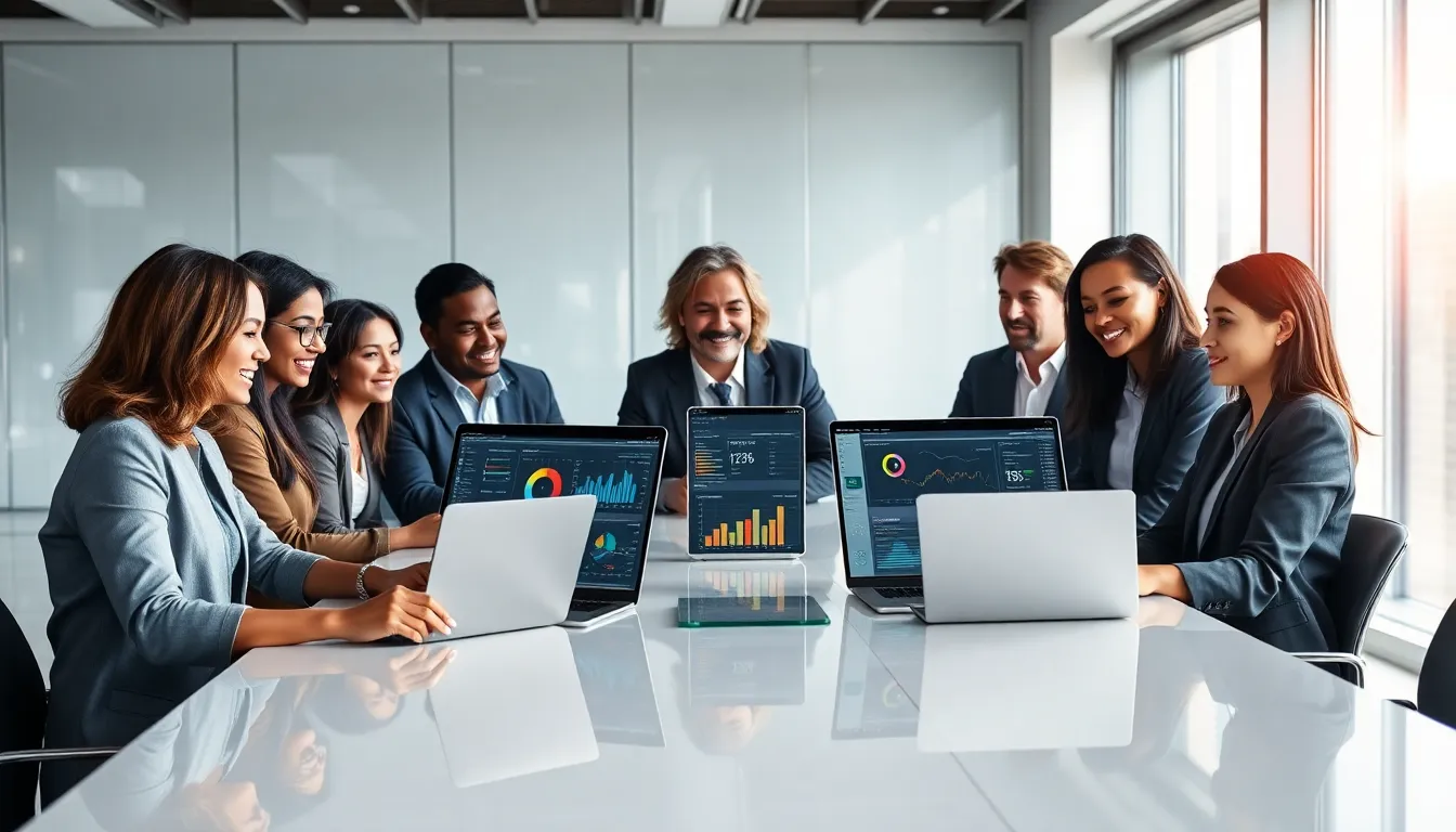 diverse team collaborating in a modern office setting.