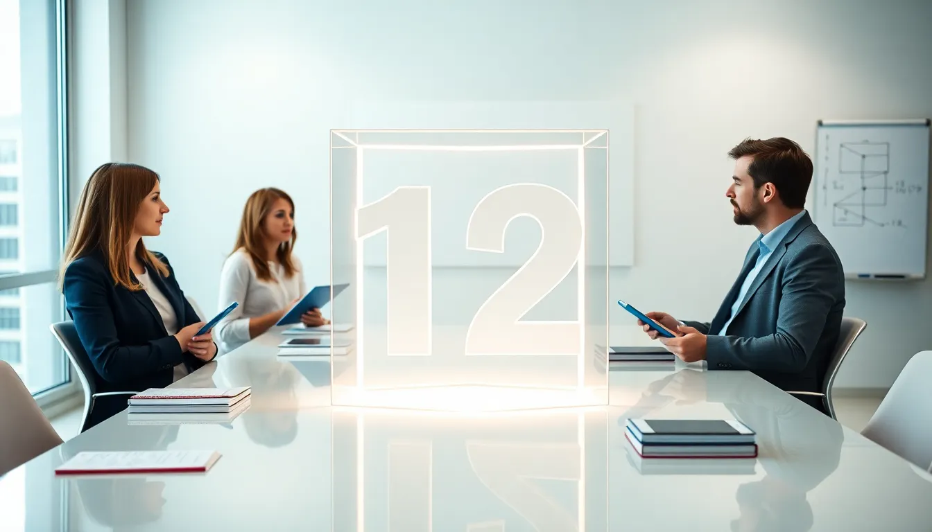 modern office with mathematicians discussing the concept of twelve and cubes.
