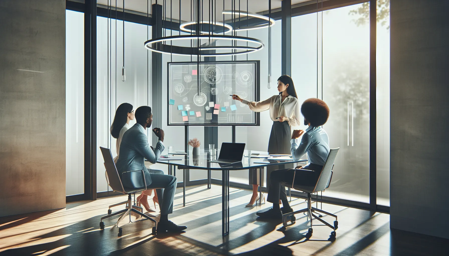 diverse team collaborating in a bright, modern workspace.