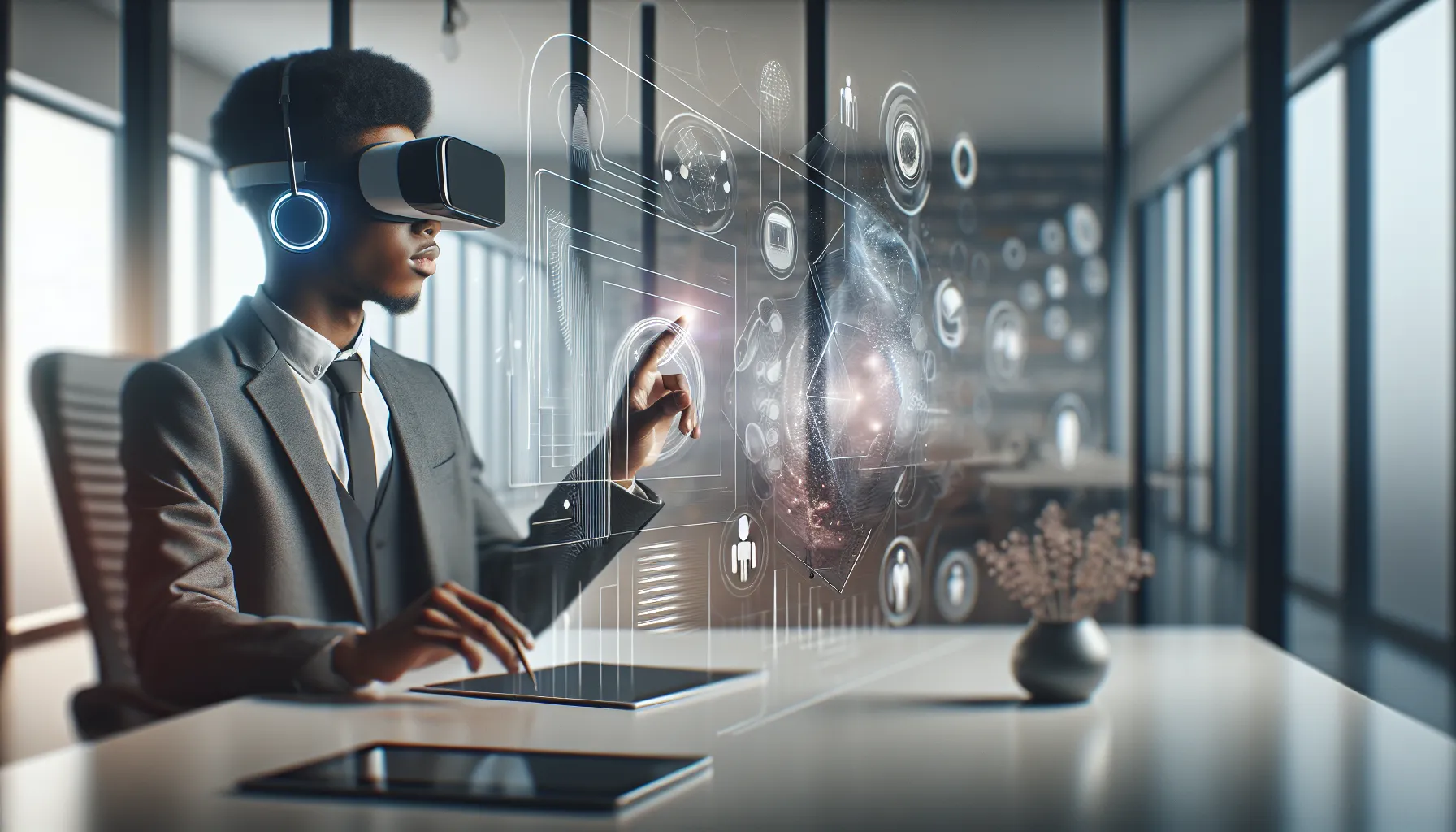 young influencer in a modern workspace with technology.