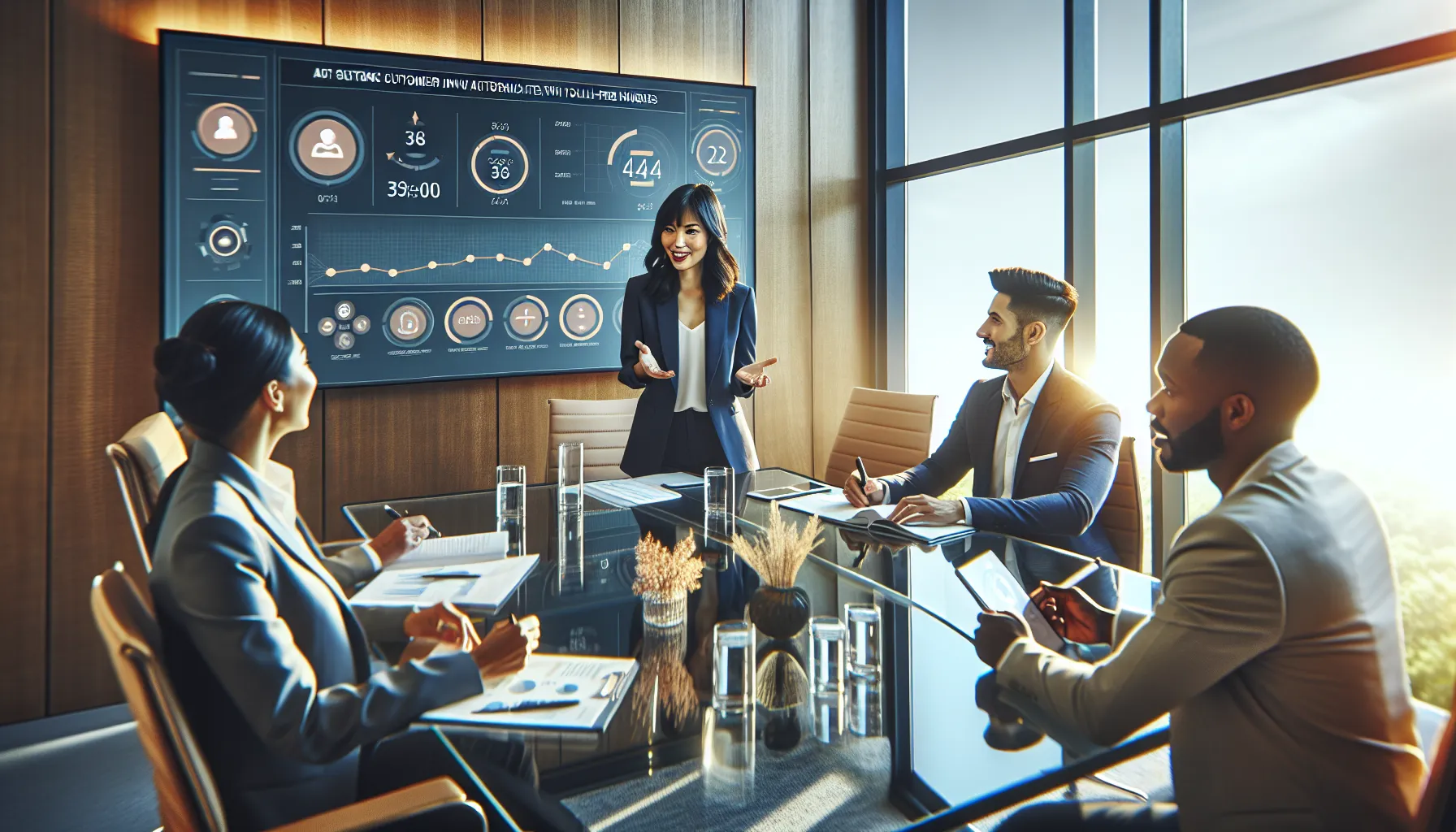 diverse team discussing customer interaction strategies in a modern office.