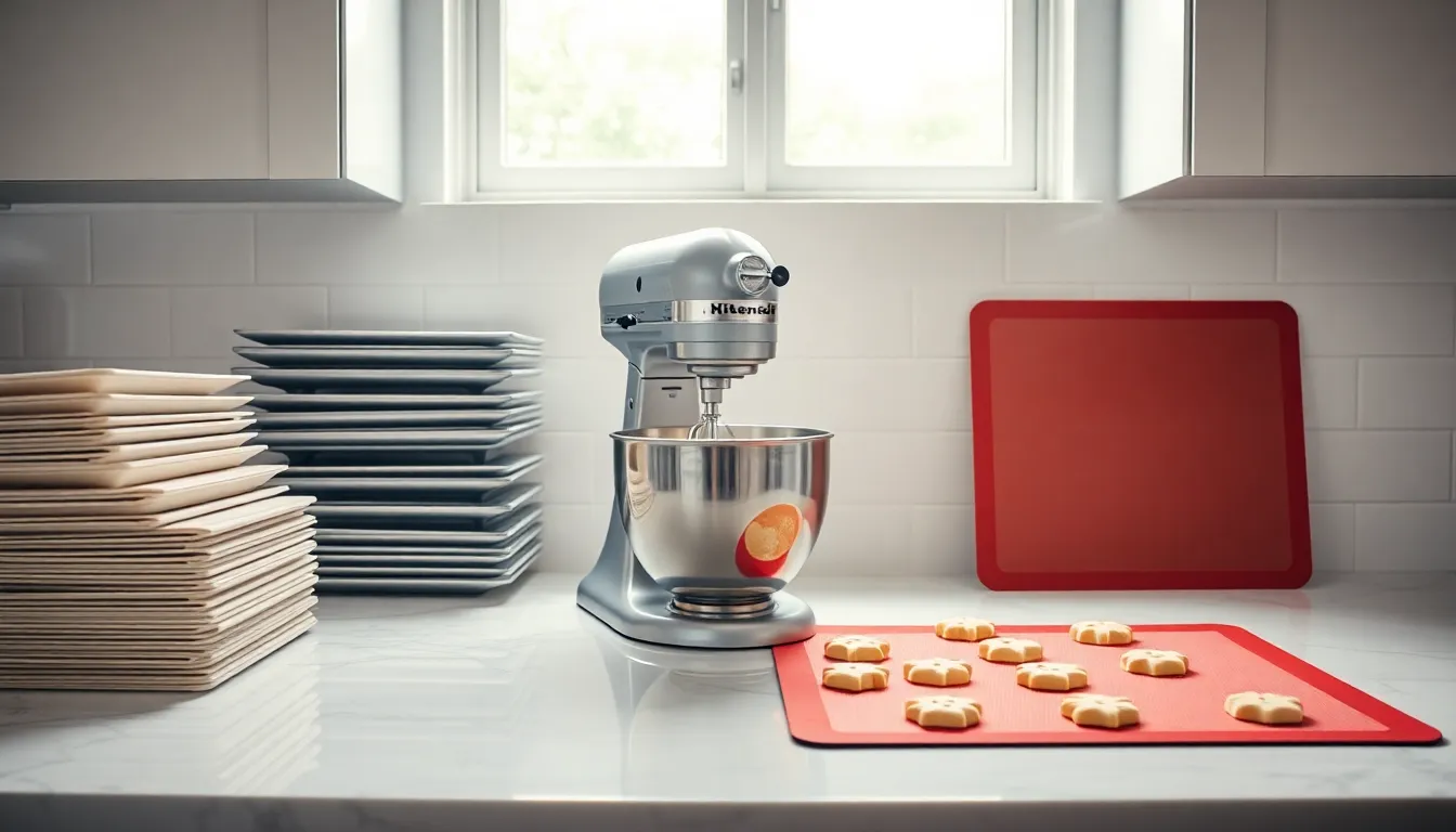 modern kitchen featuring essential baking tools for cookies.