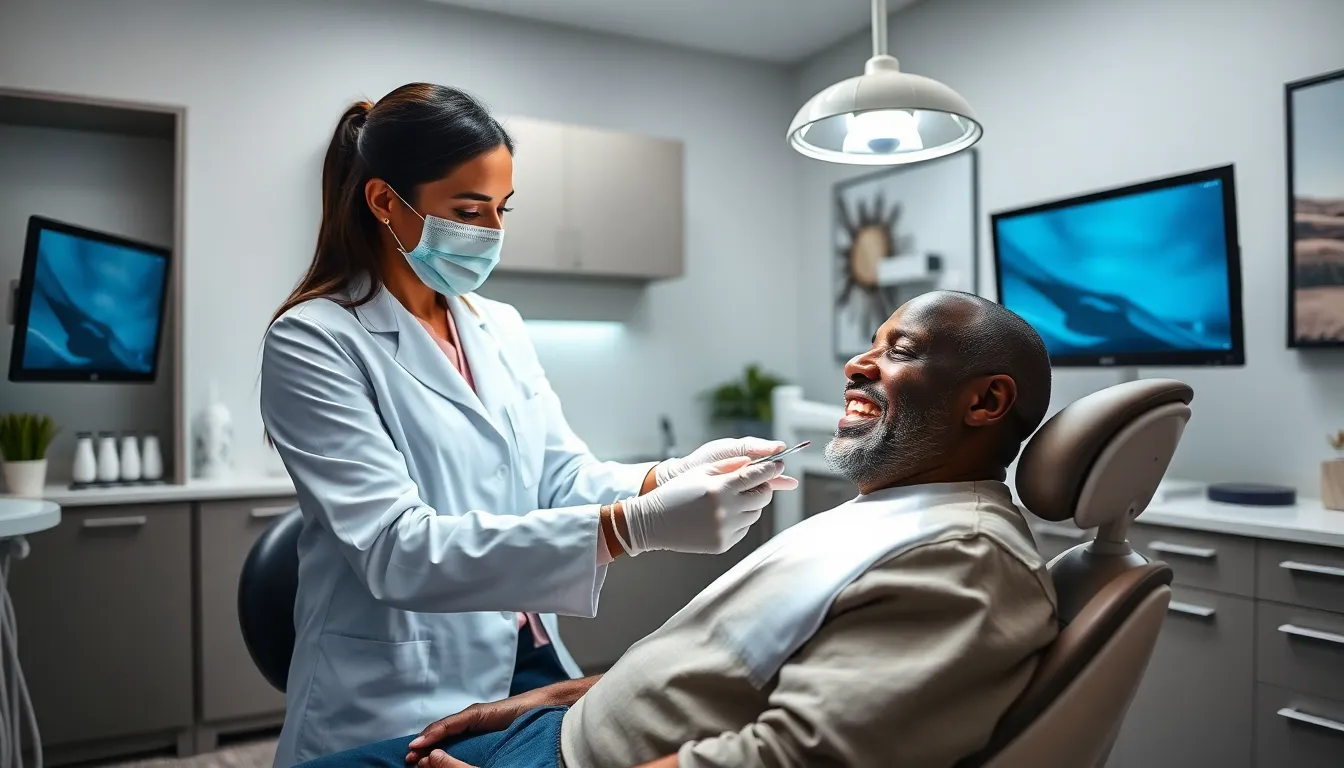 dentist performing a deep cleaning procedure on a patient.