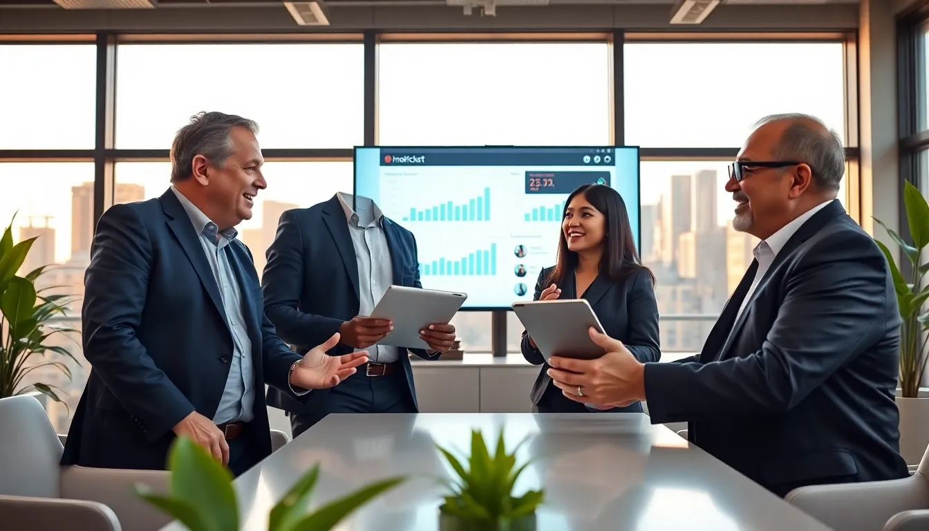 A diverse real estate team collaborating in a modern office setting.