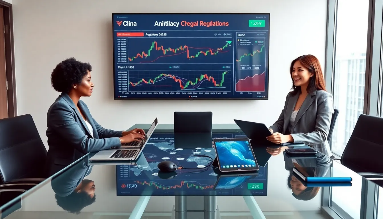 professionals analyzing cryptocurrency trends in a modern office setting.