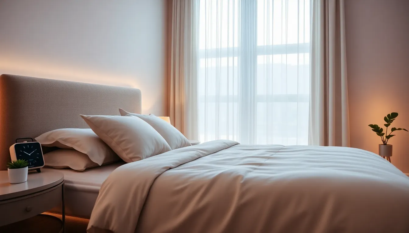 serene bedroom promoting restful sleep.