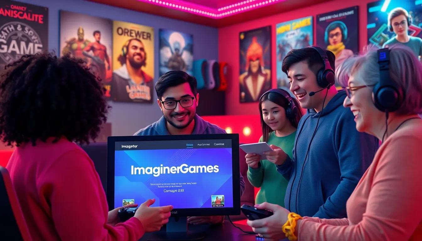 diverse group of gamers enjoying a gaming session together.