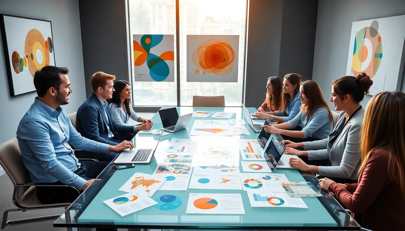 diverse team collaborating in a modern office setting.