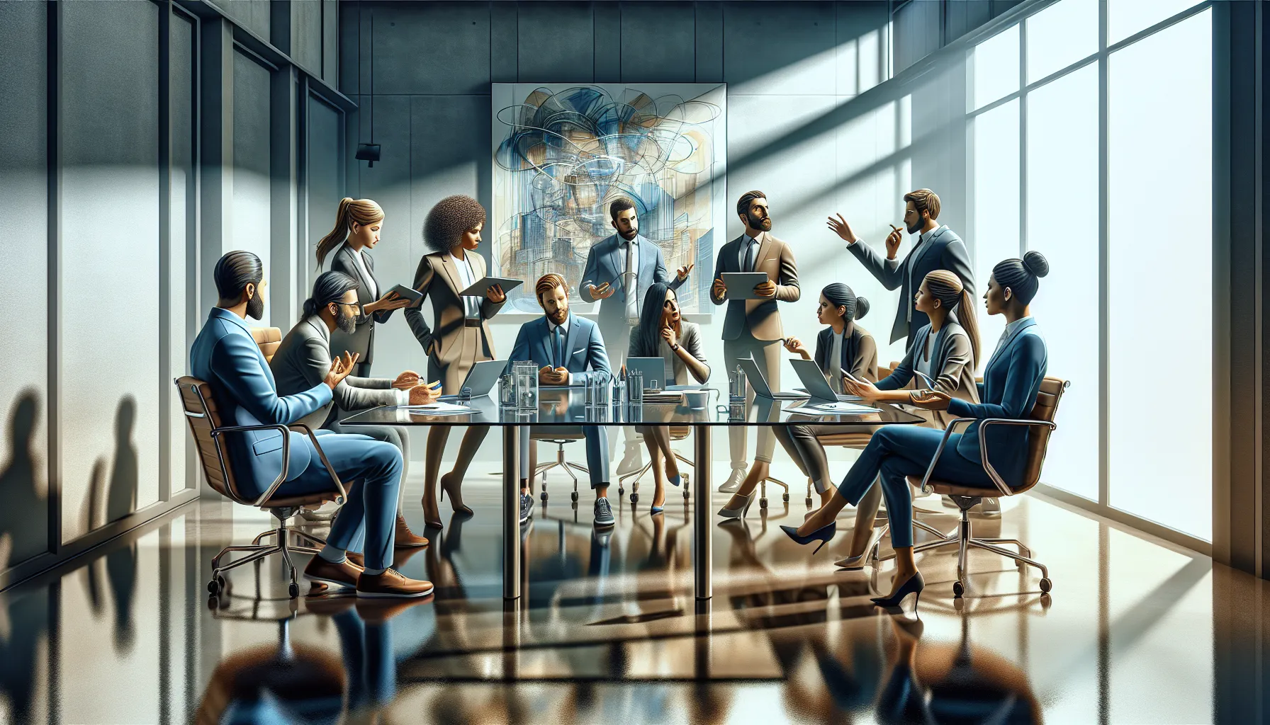 professionals collaborating in a modern office setting.