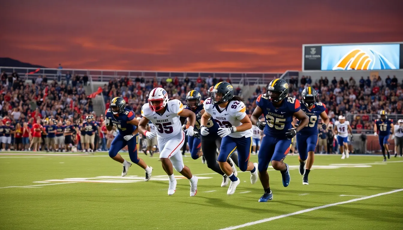 Bishop Gorman football players in action during a high school game.