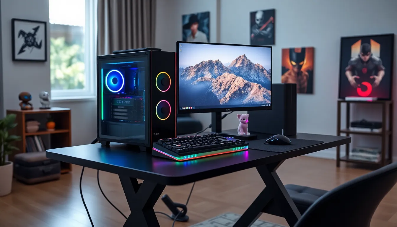 modern gaming setup with PC and high-resolution monitor.