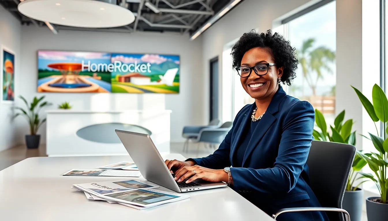 a real estate agent working in a modern office setting at HomeRocket Realty.