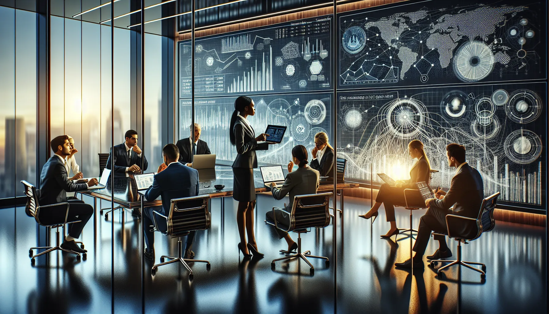 professionals analyzing data related to 7142772000 in a modern office.