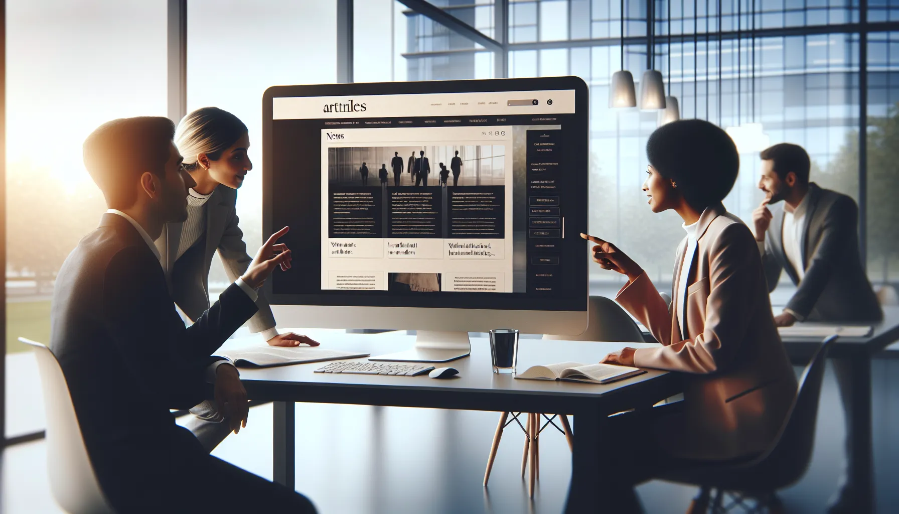 diverse team exploring Wizzydigital.org on a computer in an office setting.