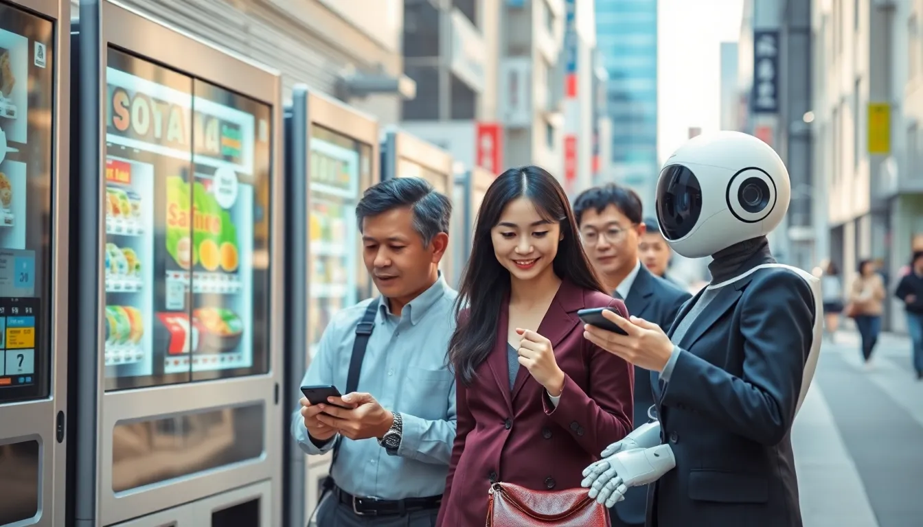 urban scene in Japan showing advanced technology in daily life.