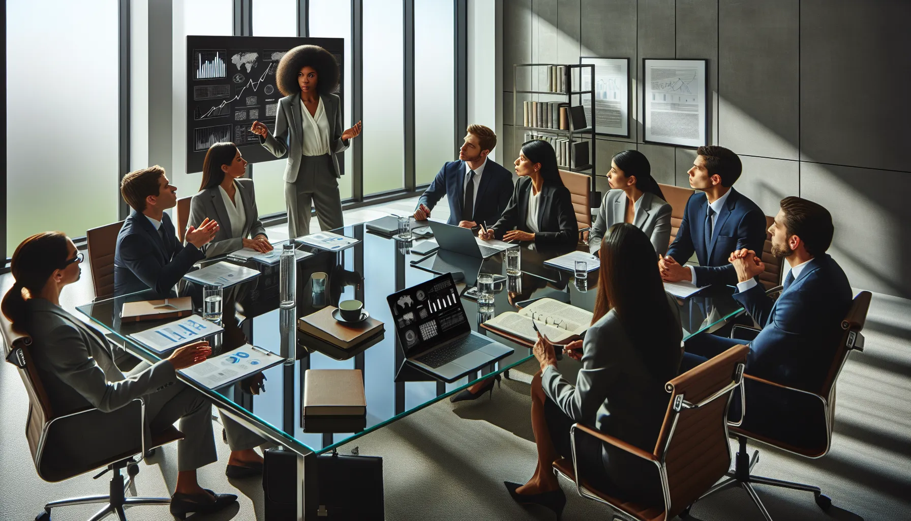 diverse team discussing data privacy in a modern office.