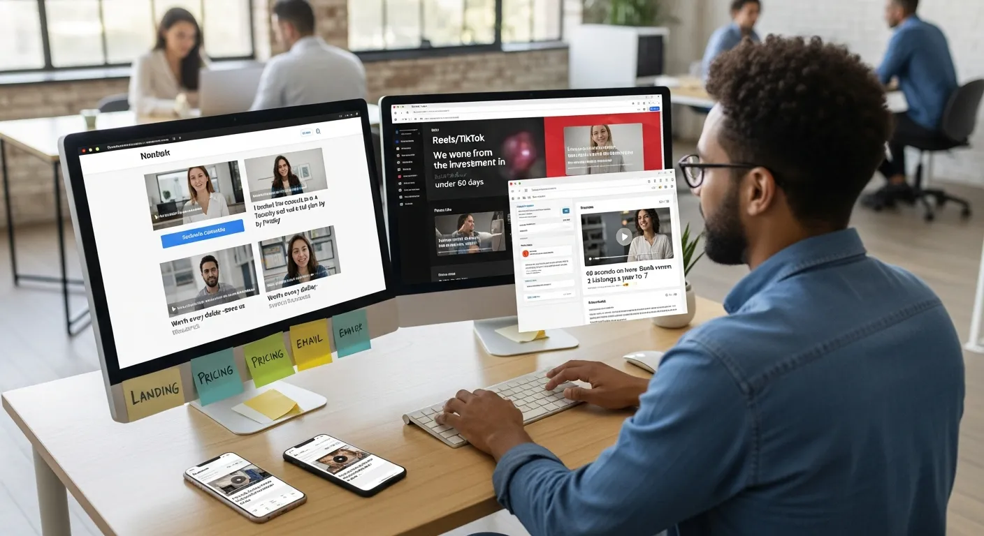 Marketer repurposing video testimonials across website, ads, email, and social channels.