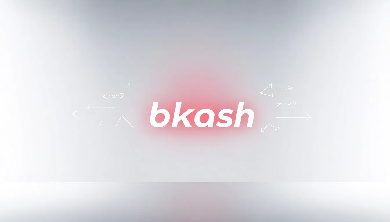 Bkash logo on a modern gradient background with digital transaction elements.