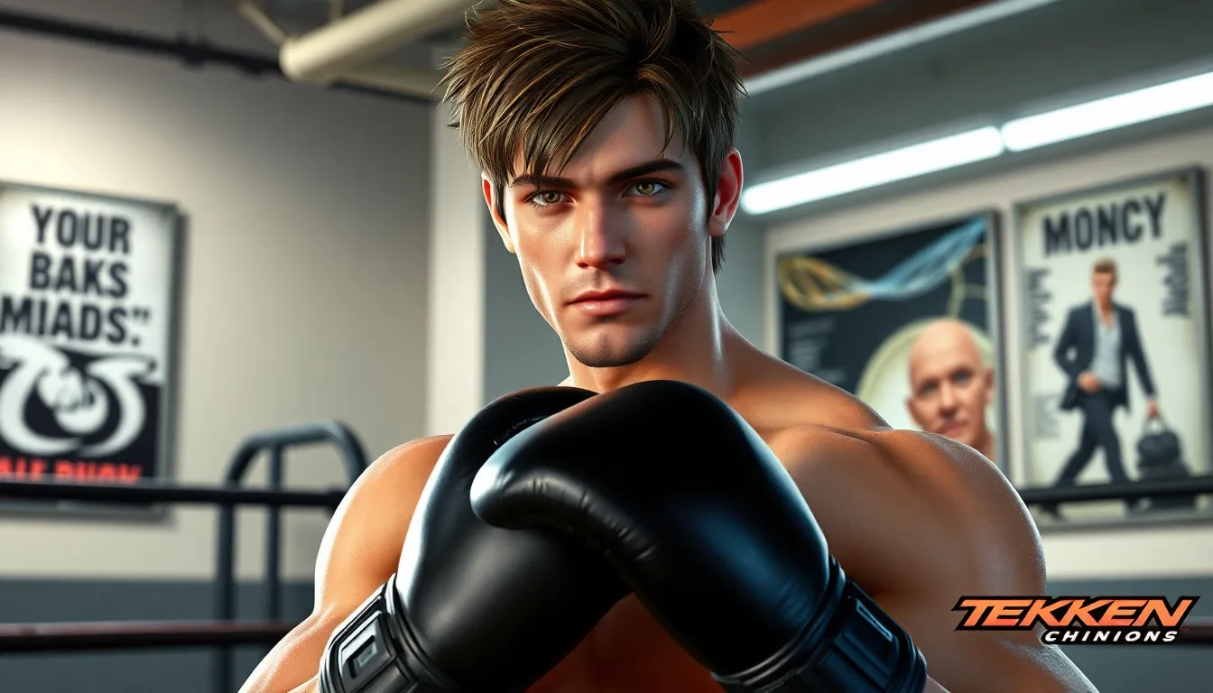 Steve Fox in a boxing gym, showcasing his athletic and charismatic character.