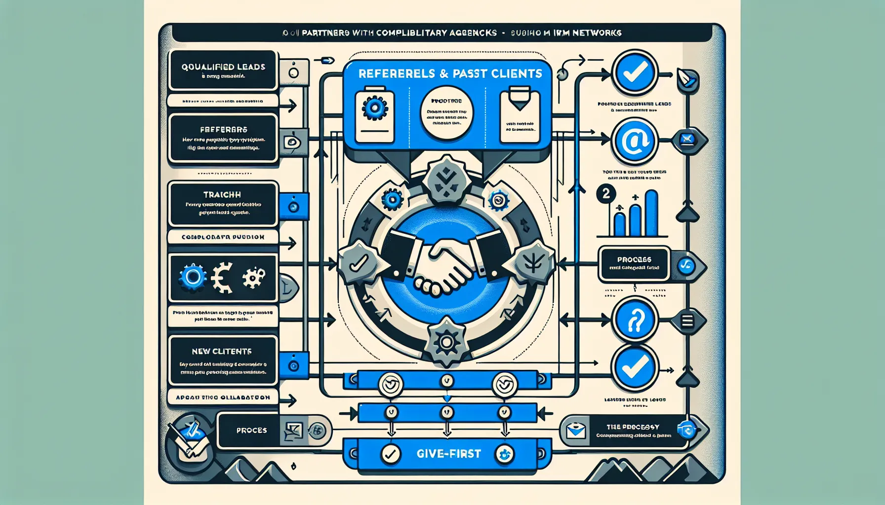 Infographic showing UK-focused referral and partnership paths to win SEO clients.