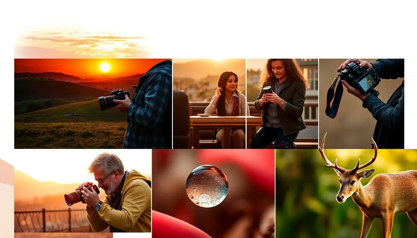 collage of diverse photographers capturing various photography genres.