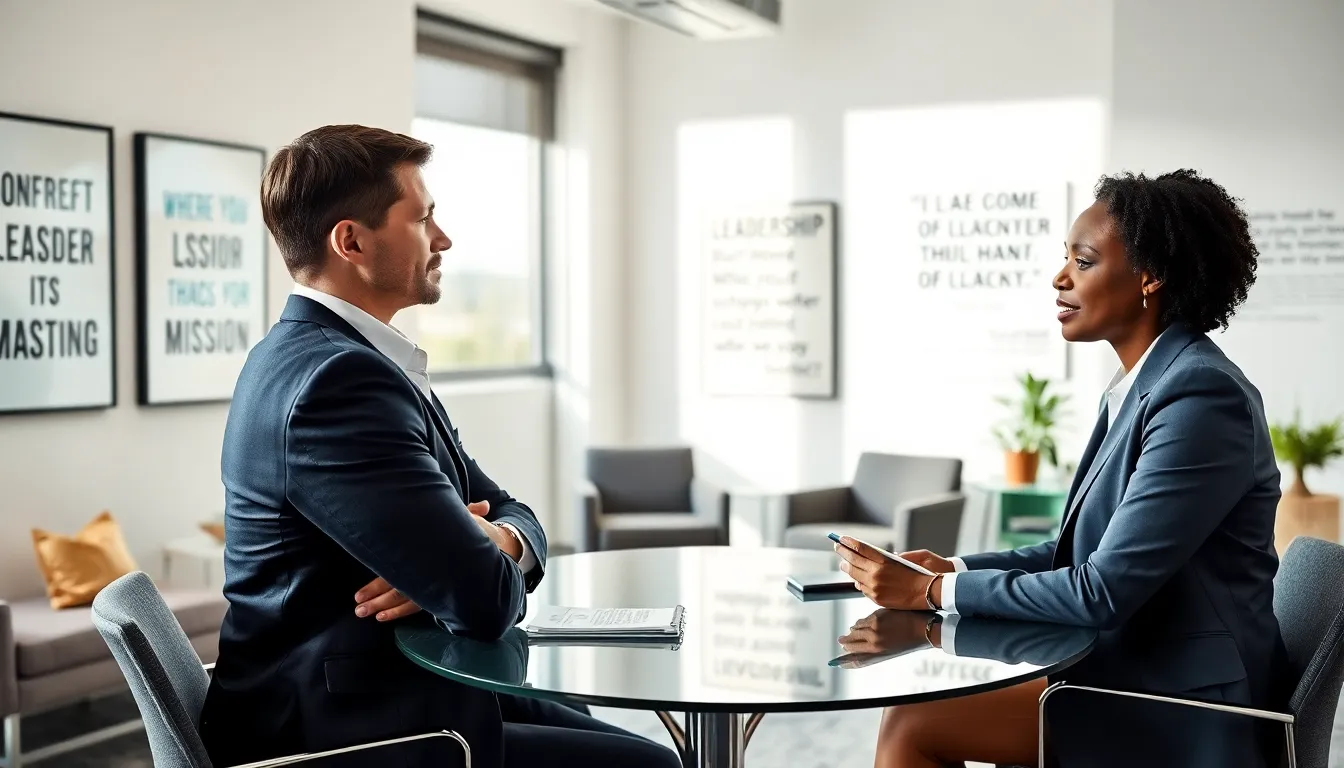 executive coaching session between a nonprofit leader and a coach.