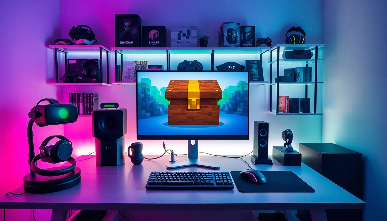 gaming setup displaying an open Ender Chest in Minecraft.
