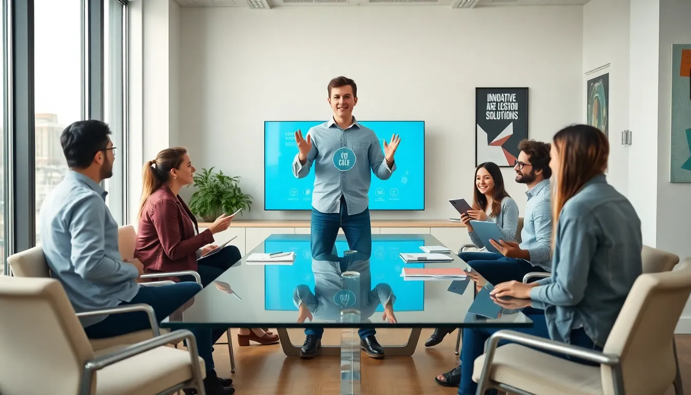 Andrew Lotsofpower Hall leading a diverse team in a modern office.