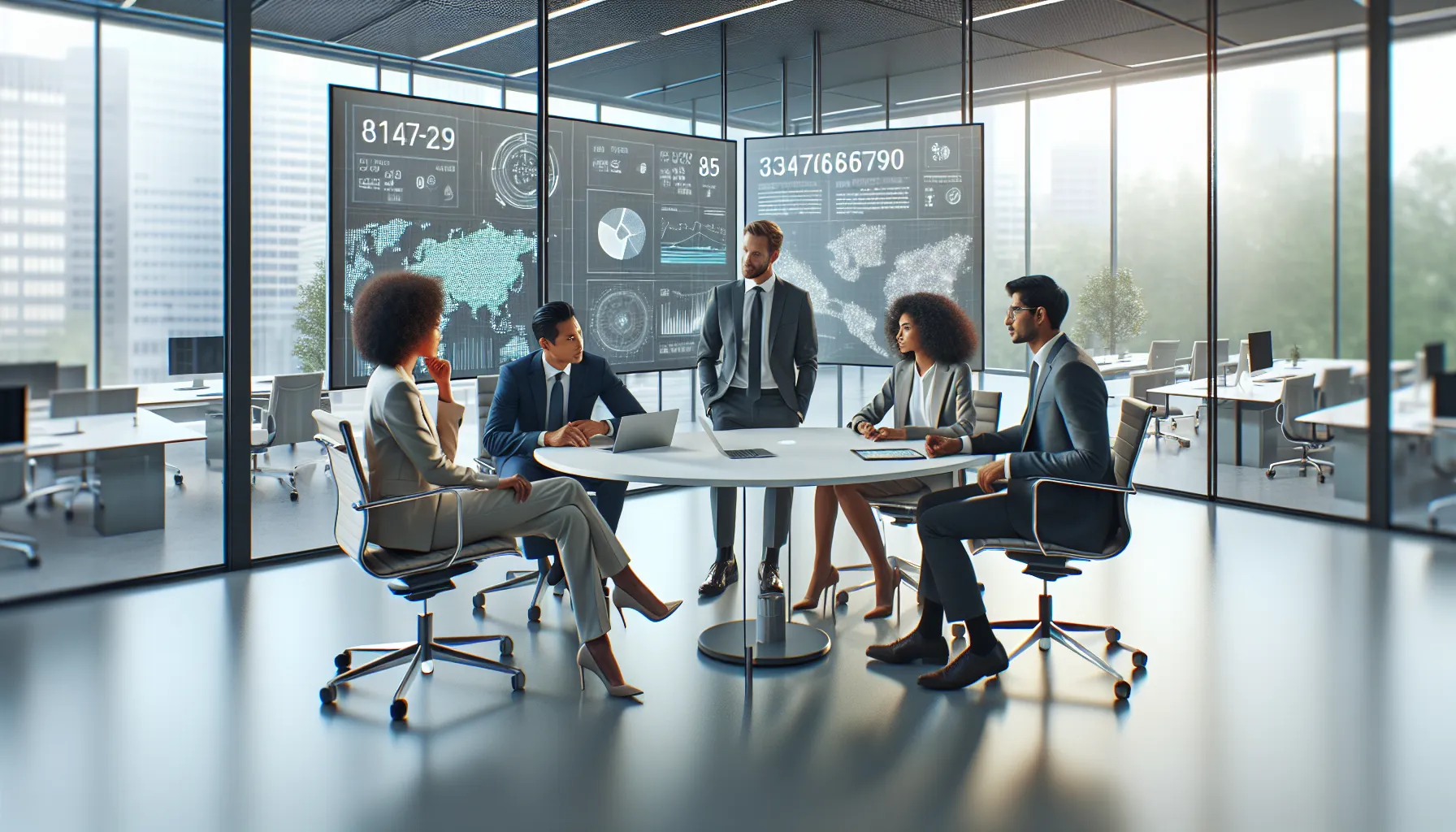 diverse professionals discussing historical significance of a number.