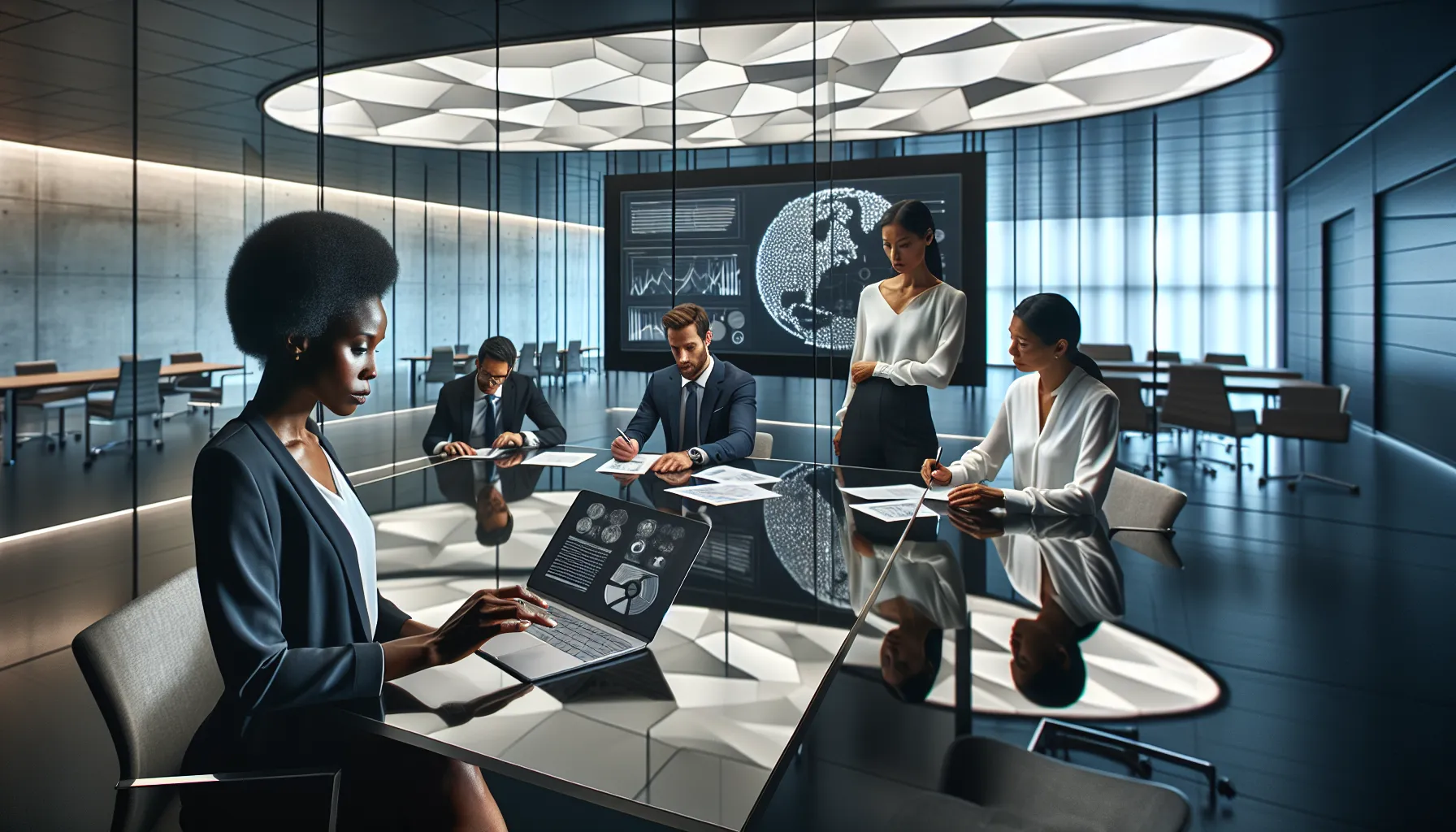 diverse team discussing challenges of Robthecoins in a modern office.