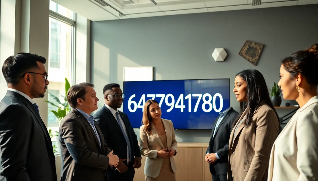 professionals discussing the significance of the number 6477941780.