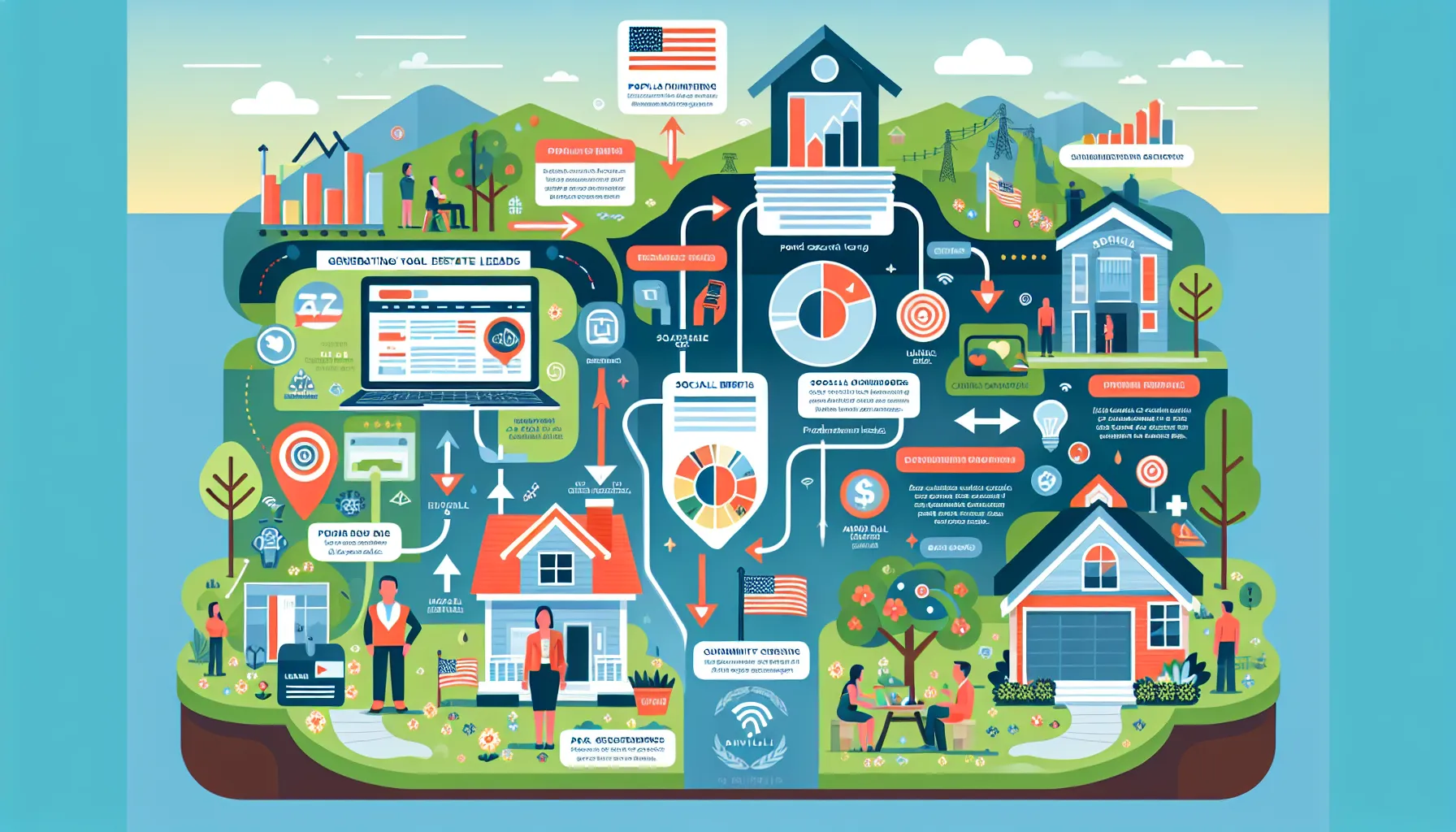 infographic showing digital and local methods for real estate lead generation in Danville