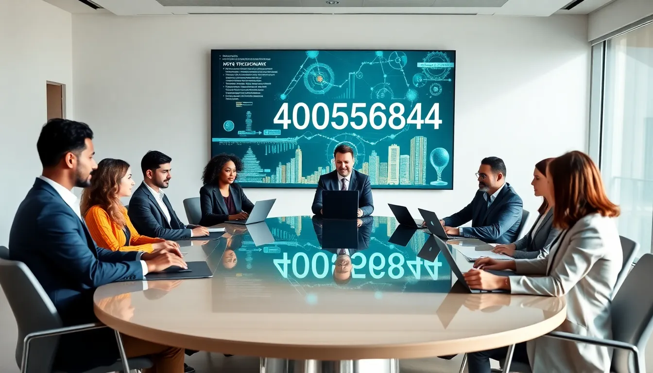 diverse professionals discussing data in a modern conference room.