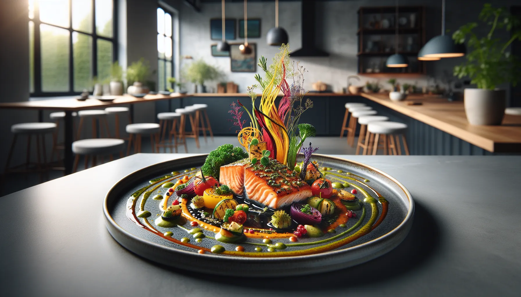 gourmet dish beautifully arranged for presentation.