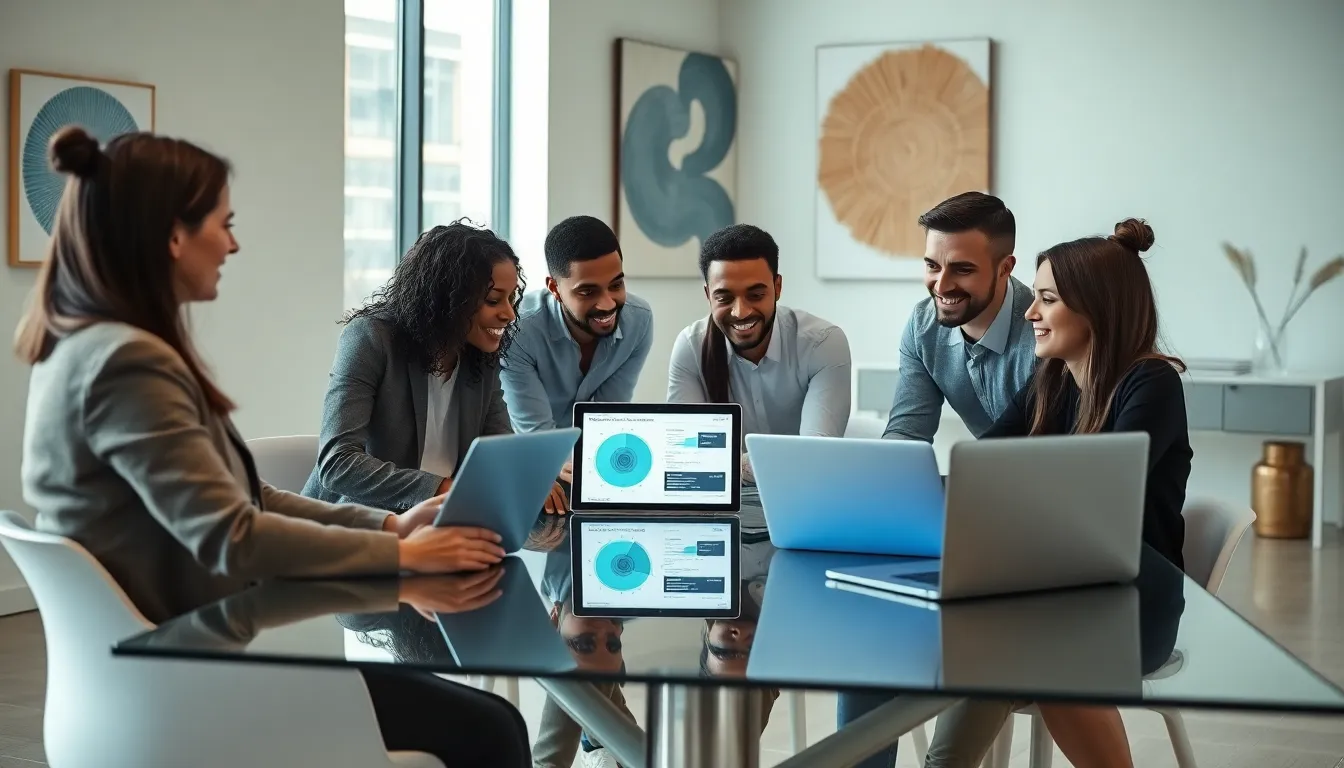 diverse team discussing applied artificial intelligence in a modern office.