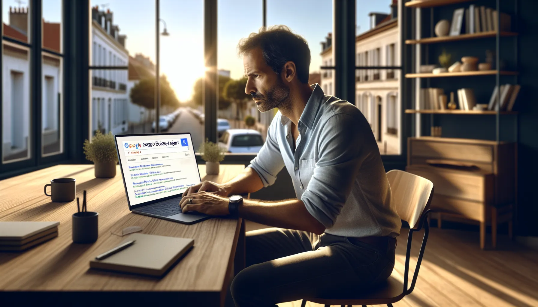 French small business owner analyzing local Google SEO competition in Boissy-Saint-Léger.