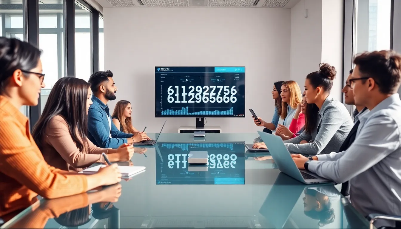 diverse team discussing data applications in a modern office.