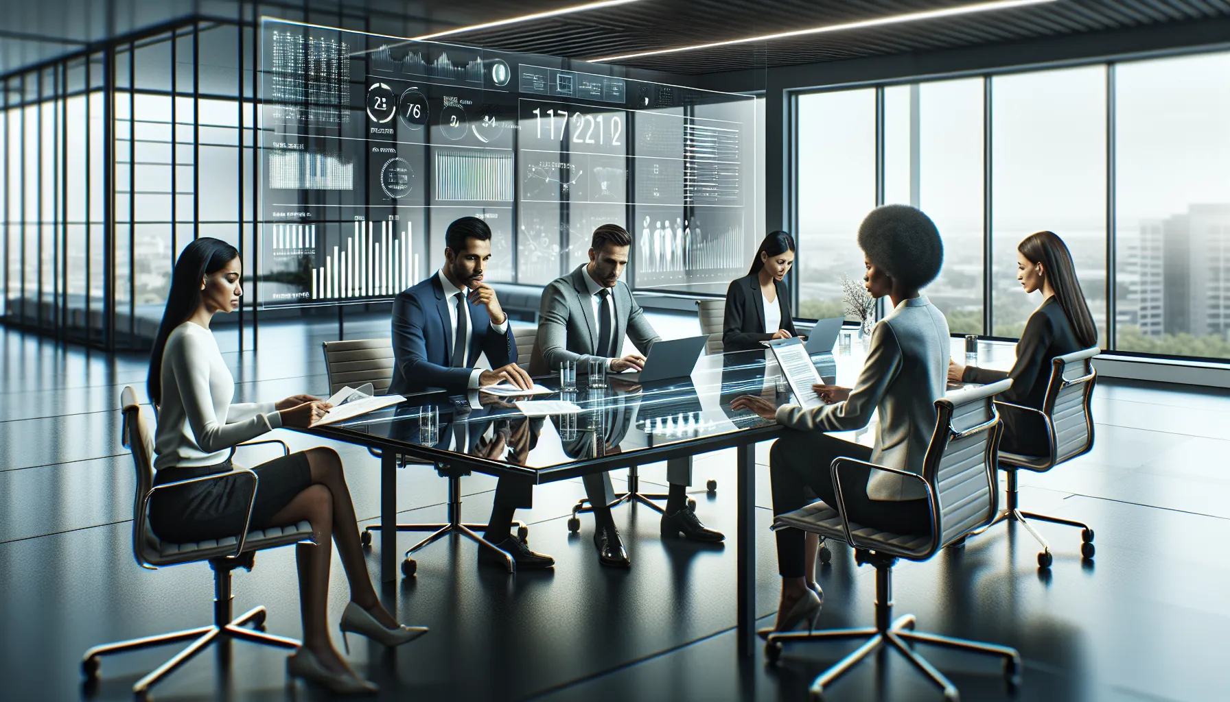 diverse team collaborating in a modern office setting.