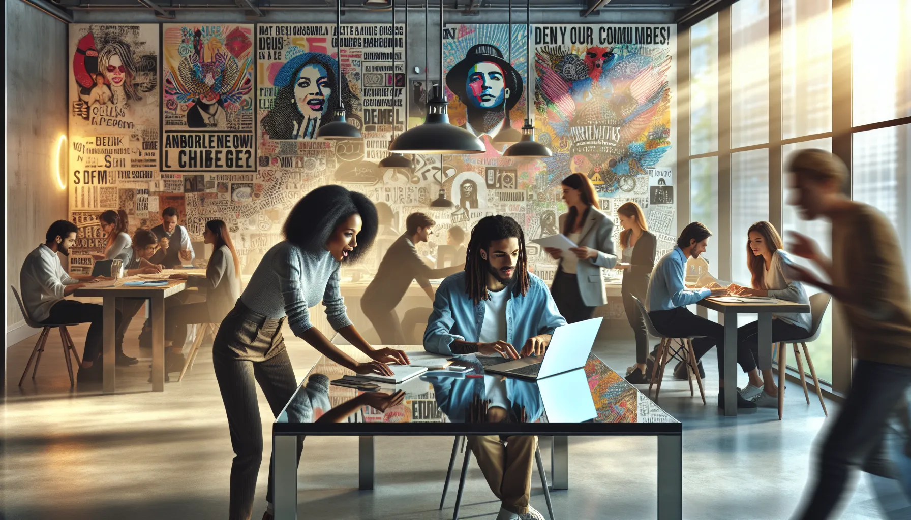 diverse team discussing content and culture in a bright office.