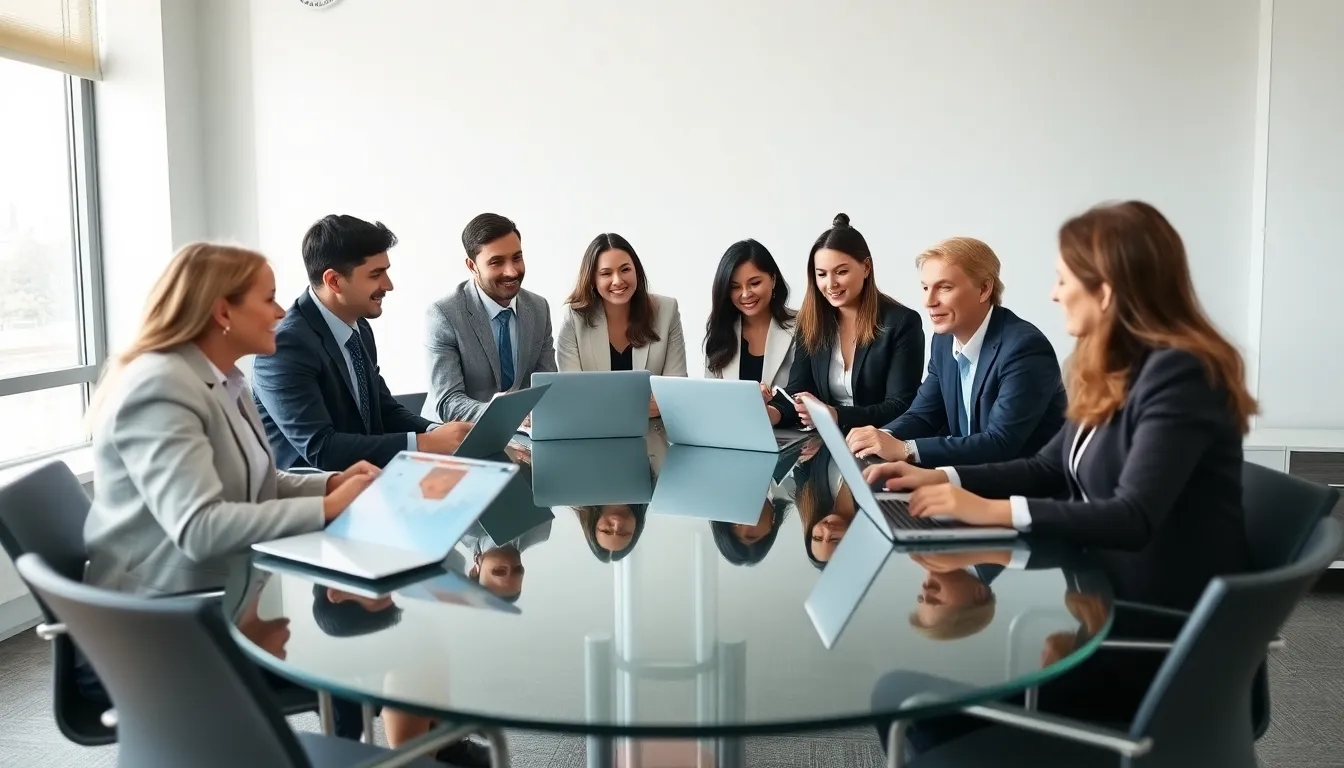 diverse team discussing debt solutions in a modern office.