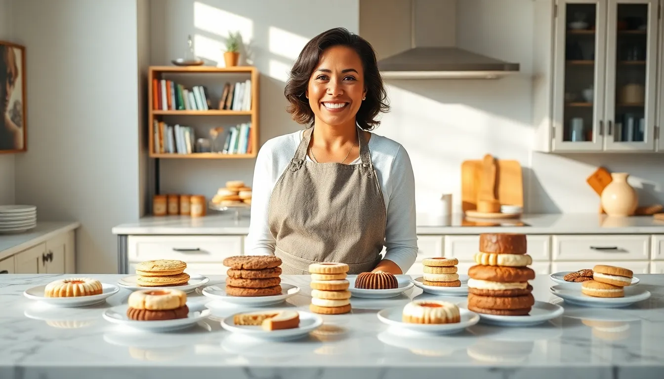 Mary baking cookies in a bright, welcoming kitchen.