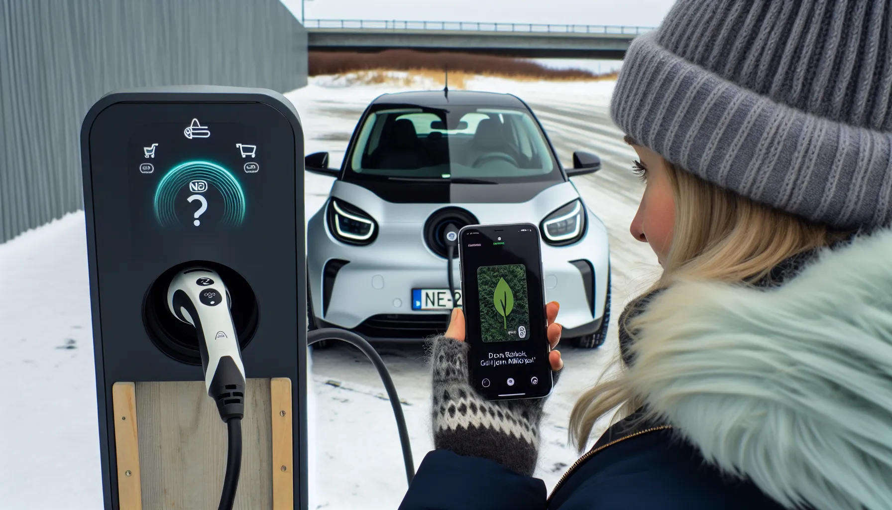 De beste kredittkortene for miljøbevisste forbrukere 2 Woman pays for ev charging with green digital credit card in norway.