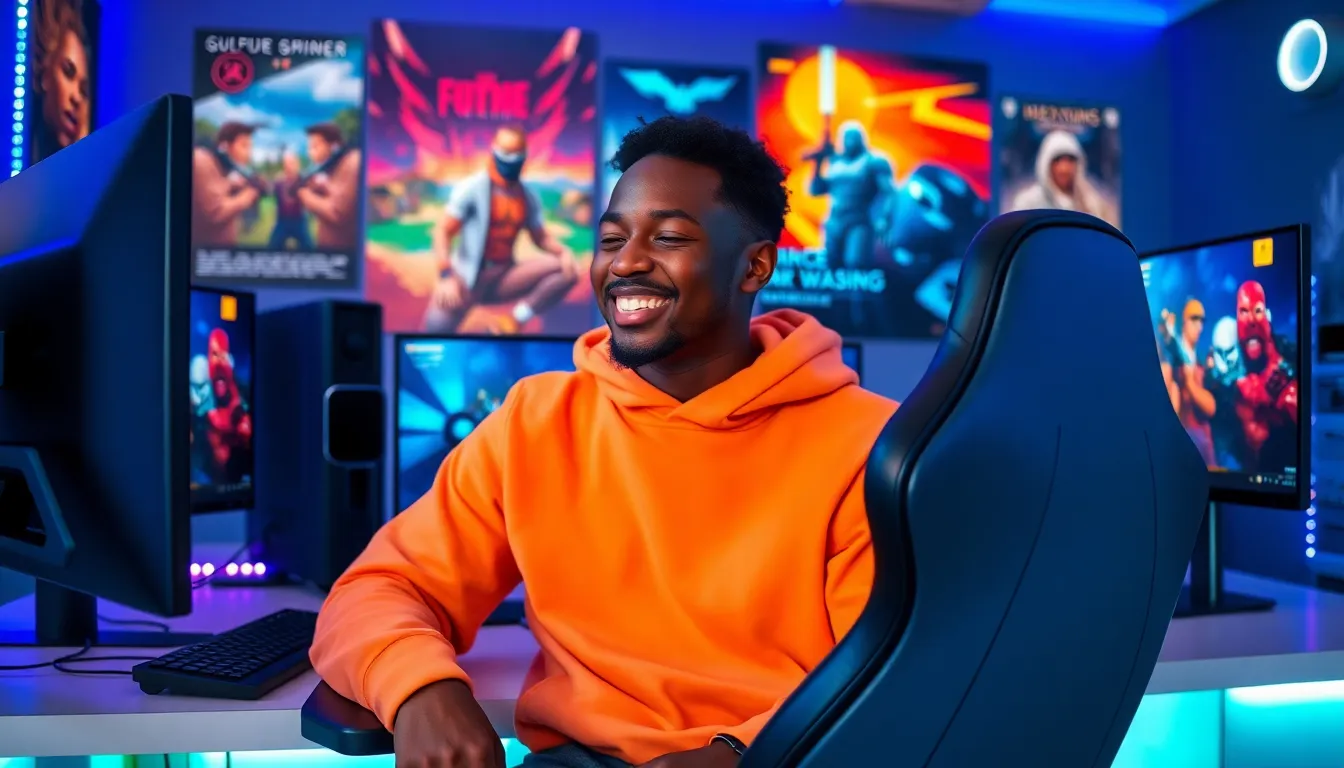 Olofin Sniper in a modern gaming setup, showcasing his charismatic personality.